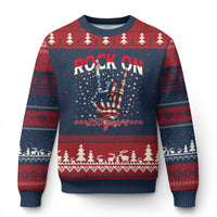 Patriotic Rocker Skeleton Hand Ugly Christmas Sweater Rock On 250 Years