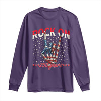 Patriotic Rocker Skeleton Hand Long Sleeve Shirt Rock On 250 Years