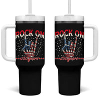 Patriotic Rocker Skeleton Hand Tumbler With Handle Rock On 250 Years