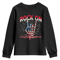 Patriotic Rocker Skeleton Hand Youth Sweatshirt Rock On 250 Years