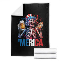 Red White And Blue Skeleton Party Throw Blanket American Freedom Vibes