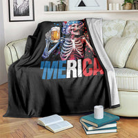 Red White And Blue Skeleton Party Throw Blanket American Freedom Vibes