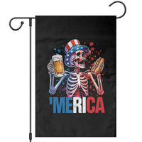 Red White And Blue Skeleton Party Garden Flag American Freedom Vibes