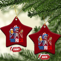 Red White And Blue Skeleton Party Ceramic Ornament American Freedom Vibes