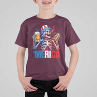 Red White And Blue Skeleton Party T Shirt For Kid American Freedom Vibes
