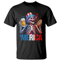 Red White And Blue Skeleton Party T Shirt American Freedom Vibes