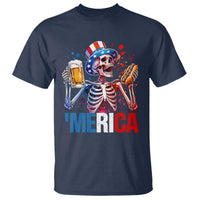 Red White And Blue Skeleton Party T Shirt American Freedom Vibes