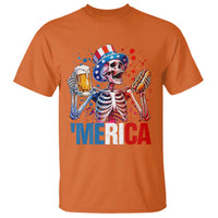 Red White And Blue Skeleton Party T Shirt American Freedom Vibes