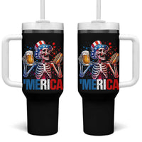 Red White And Blue Skeleton Party Tumbler With Handle American Freedom Vibes