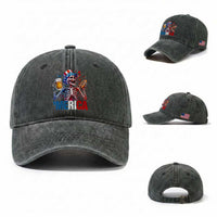 Red White And Blue Skeleton Party Washed Cotton Baseball Cap American Freedom Vibes