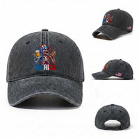 Red White And Blue Skeleton Party Washed Cotton Baseball Cap American Freedom Vibes