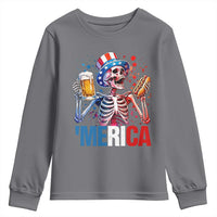Red White And Blue Skeleton Party Youth Sweatshirt American Freedom Vibes