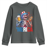 Red White And Blue Skeleton Party Youth Sweatshirt American Freedom Vibes