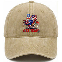 Funny 67 Meme Dinosaur American Pride Washed Cotton Baseball Cap USA 250th Anniversary