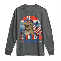 Red White Blue Dinosaur Pride Long Sleeve Shirt Let Freedom Rawr
