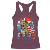 Red White Blue Dinosaur Pride Racerback Tank Top Let Freedom Rawr
