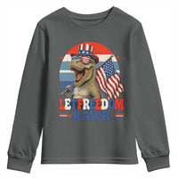 Red White Blue Dinosaur Pride Youth Sweatshirt Let Freedom Rawr