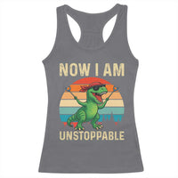 Now I Am Unstoppable Racerback Tank Top Funny Mama Saurus Dinosaur - Wonder Print Shop