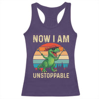 Now I Am Unstoppable Racerback Tank Top Funny Mama Saurus Dinosaur - Wonder Print Shop
