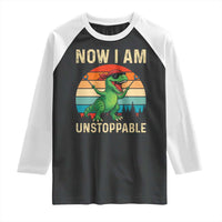 Now I Am Unstoppable Raglan Shirt Funny Mama Saurus Dinosaur - Wonder Print Shop