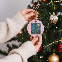 Bigfoot Dinosaur Ceramic Ornament Funny Prehistoric Starry Night Van Gogh - Wonder Print Shop