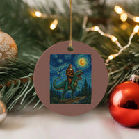 Bigfoot Dinosaur Ceramic Ornament Funny Prehistoric Starry Night Van Gogh - Wonder Print Shop