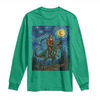 Bigfoot Dinosaur Long Sleeve Shirt Funny Prehistoric Starry Night Van Gogh - Wonder Print Shop