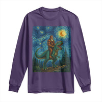 Bigfoot Dinosaur Long Sleeve Shirt Funny Prehistoric Starry Night Van Gogh - Wonder Print Shop