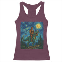 Bigfoot Dinosaur Racerback Tank Top Funny Prehistoric Starry Night Van Gogh - Wonder Print Shop