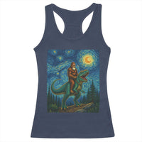 Bigfoot Dinosaur Racerback Tank Top Funny Prehistoric Starry Night Van Gogh - Wonder Print Shop