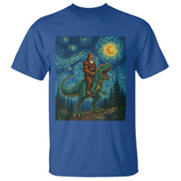 Bigfoot Dinosaur T Shirt Funny Prehistoric Starry Night Van Gogh - Wonder Print Shop