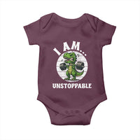 I Am Unstoppable Baby Onesie Funny Weightlifting Dinosaur Gym - Wonder Print Shop
