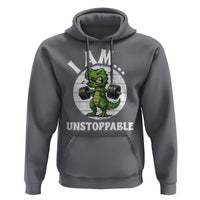 I Am Unstoppable Hoodie Funny Weightlifting Dinosaur Gym - Wonder Print Shop
