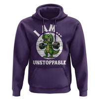 I Am Unstoppable Hoodie Funny Weightlifting Dinosaur Gym - Wonder Print Shop