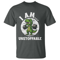 I Am Unstoppable T Shirt Funny Weightlifting Dinosaur Gym - Wonder Print Shop