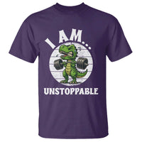 I Am Unstoppable T Shirt Funny Weightlifting Dinosaur Gym - Wonder Print Shop