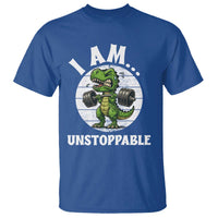 I Am Unstoppable T Shirt Funny Weightlifting Dinosaur Gym - Wonder Print Shop