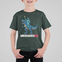 Patriotic Dinosaur T Shirt For Kid Funny Amerisaurus Rex Statue Of Liberty Dino - Wonder Print Shop