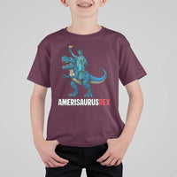 Patriotic Dinosaur T Shirt For Kid Funny Amerisaurus Rex Statue Of Liberty Dino - Wonder Print Shop