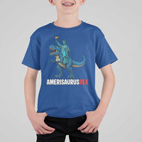 Patriotic Dinosaur T Shirt For Kid Funny Amerisaurus Rex Statue Of Liberty Dino - Wonder Print Shop
