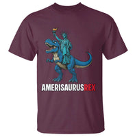 Patriotic Dinosaur T Shirt Funny Amerisaurus Rex Statue Of Liberty Dino - Wonder Print Shop