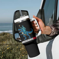 Patriotic Dinosaur Tumbler With Handle Funny Amerisaurus Rex Statue Of Liberty Dino