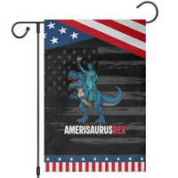 Patriotic Dinosaur Garden Flag Funny Amerisaurus Rex Statue Of Liberty Dino