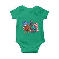 Funny Patriotic Baby Onesie Bigfoot Walking Dinosaur With USA Flag - Wonder Print Shop