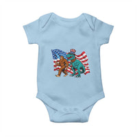 Funny Patriotic Baby Onesie Bigfoot Walking Dinosaur With USA Flag - Wonder Print Shop