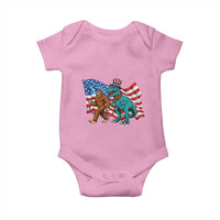 Funny Patriotic Baby Onesie Bigfoot Walking Dinosaur With USA Flag - Wonder Print Shop
