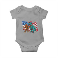Funny Patriotic Baby Onesie Bigfoot Walking Dinosaur With USA Flag - Wonder Print Shop