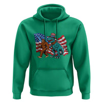 Funny Patriotic Hoodie Bigfoot Walking Dinosaur With USA Flag - Wonder Print Shop