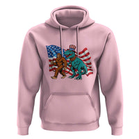 Funny Patriotic Hoodie Bigfoot Walking Dinosaur With USA Flag - Wonder Print Shop