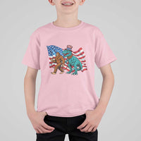 Funny Patriotic T Shirt For Kid Bigfoot Walking Dinosaur With USA Flag - Wonder Print Shop